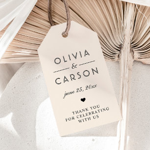 Classic Ivory Black Calligraphy Monogram Favour Gift Tags