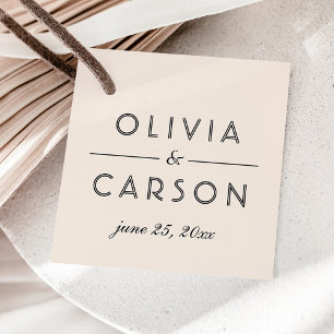 Classic Ivory Black Calligraphy Monogram Wedding Favour Tags