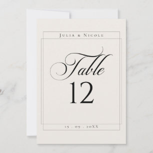 Classic Ivory Black Calligraphy Table Number