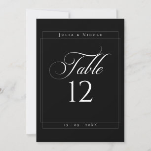 Classic Ivory Black Calligraphy Table Number