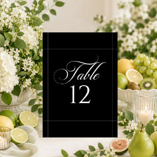 Classic Ivory Black Calligraphy Table Number Sign