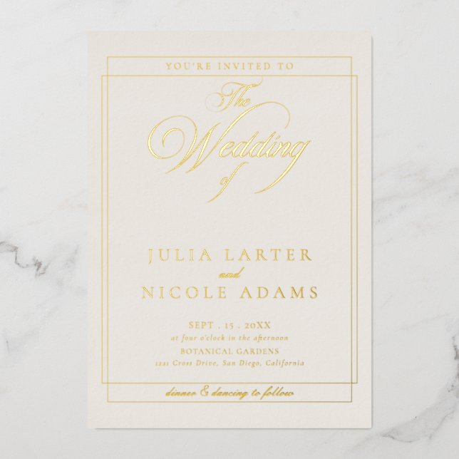 Classic Ivory Black Calligraphy Wedding (Front)