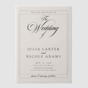 Classic Ivory Black Calligraphy Wedding Vellum Invitations