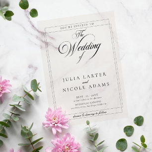 Classic Ivory Black Calligraphy Wedding Vellum Invitations