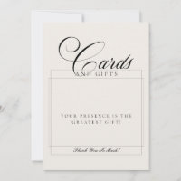 Classic Ivory Black Cards & Gifts Wedding Sign