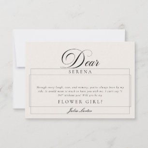 Classic Ivory Black Flower Girl Proposal Cards