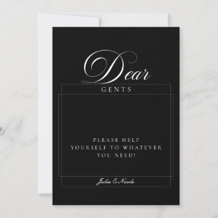Classic Ivory Black Gents Bathroom Basket Sign Invitation