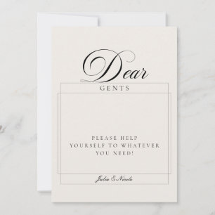 Classic Ivory Black Gents Bathroom Basket Sign Invitation