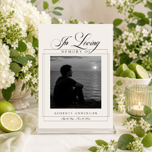 Classic Ivory Black In loving Memory Photo Sign Invitation