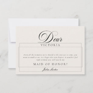 Classic Ivory Black Maid of Honour Bridesmaid Card