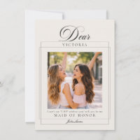 Classic Ivory Black Maid of Honour Proposal Photo