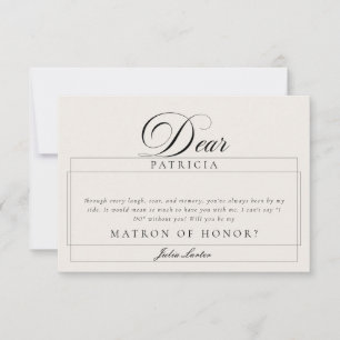 Classic Ivory Black Matron of Honour Proposal Card