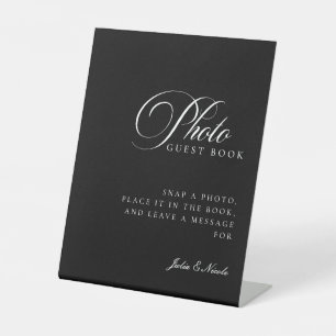 Classic Ivory Black Photo Guest Book Wedding Sign