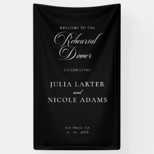 Classic Ivory Black Rehearsal Dinner Banner Sign