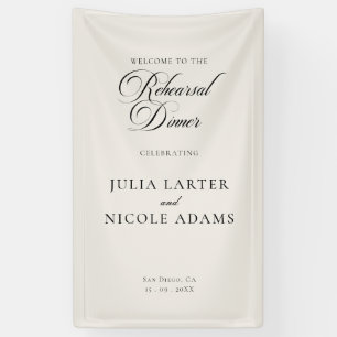 Classic Ivory Black Rehearsal Dinner Banner Sign