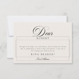 Classic Ivory Black Ring Bearer Proposal Cards