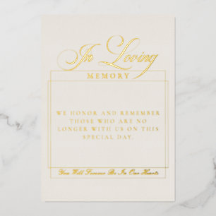 Classic Ivory Black Script In loving Memory Sign