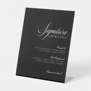 Classic Ivory Black Signature Drinks Wedding Sign
