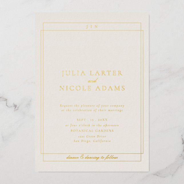 Classic Ivory Black Simple Minimalist Wedding (Front)