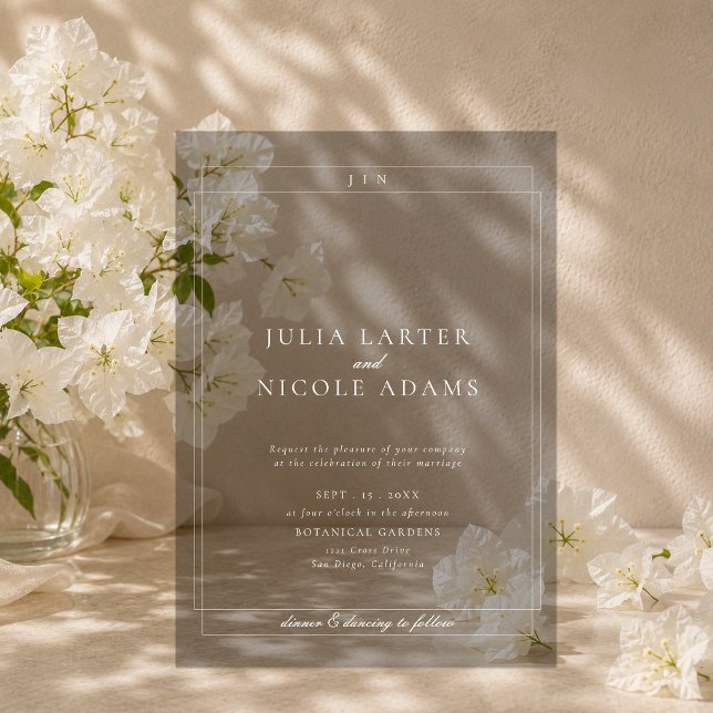 Classic Ivory Black Simple Minimalist Wedding Acrylic Invitations (Creator Uploaded)