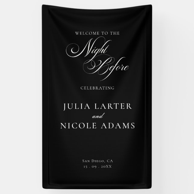 Classic Ivory Black The Night Before Banner Sign (Vertical)