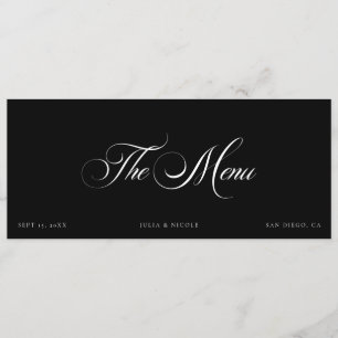 Classic Ivory Black Wedding Guest Menu Cards