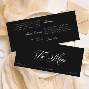 Classic Ivory Black Wedding Guest Menu Cards