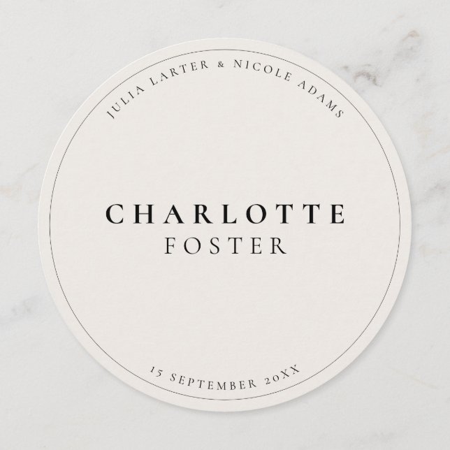 Classic Ivory Black Wedding Guest Place Card Menu (Back)