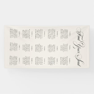 Classic Ivory Black Wedding Seating Chart Sign