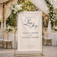 Classic Ivory Black Welcome Wedding Banner Sign
