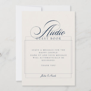 Classic Ivory Blue Audio Guest Book Wedding Sign Invitation
