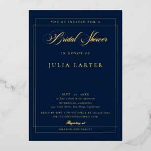 Classic Ivory Blue Calligraphy Bridal Shower