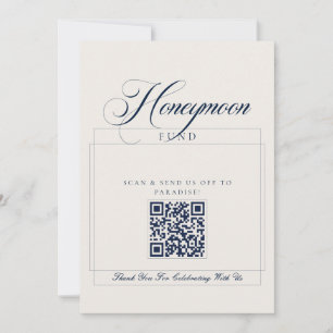 Classic Ivory Blue Calligraphy Honeymoon Fund Invitation