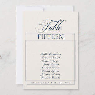 Classic Ivory Blue Calligraphy Name Table Number