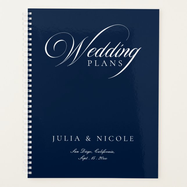 Classic Ivory Blue Calligraphy Planner Notebook (Front)