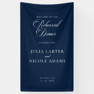 Classic Ivory Blue Rehearsal Dinner Banner Sign