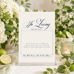Classic Ivory Blue Script In loving Memory Sign Invitation