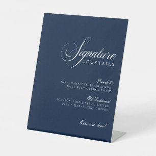 Classic Ivory Blue Signature Drinks Wedding Sign