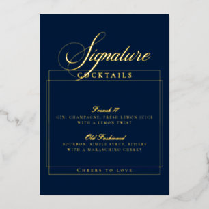 Classic Ivory Blue Signature Wedding Cocktail Sign