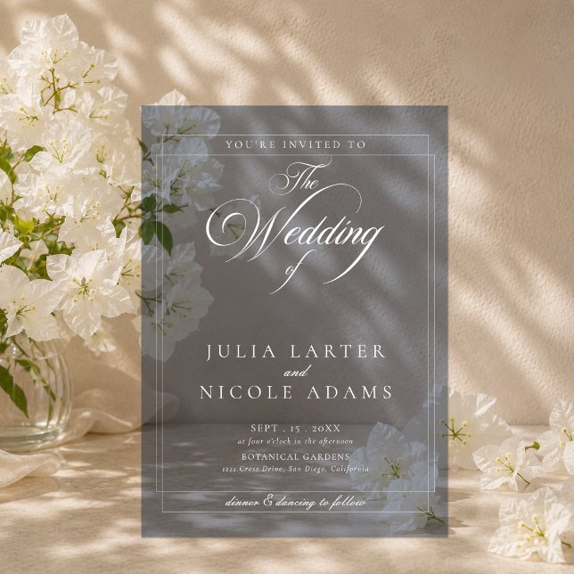 Classic Ivory Blue Simple Minimalist Wedding Acrylic Invitations (Creator Uploaded)