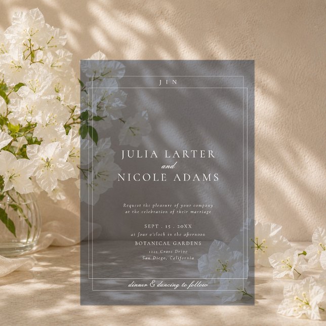 Classic Ivory Blue Simple Minimalist Wedding Acrylic Invitations (Creator Uploaded)