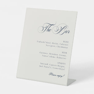 Classic Ivory Blue The Bar Drinks Wedding Sign