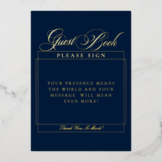 Classic Ivory Blue Wedding Guest Book Sign (Front)