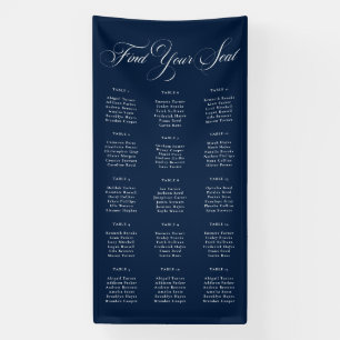 Classic Ivory Blue Wedding Seating Chart Sign