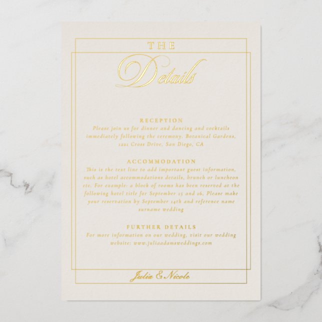 Classic Ivory Border Wedding Table Number Sign (Front)