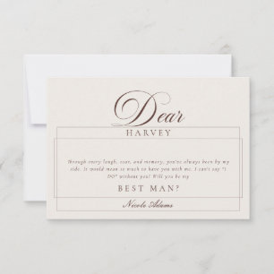 Classic Ivory Brown Best Man Proposal Cards