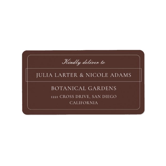 Classic Ivory Brown Calligraphy Address Labels (Front)