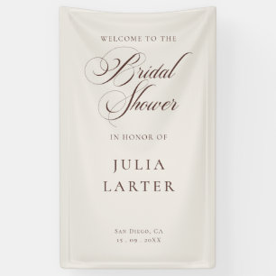 Classic Ivory Brown Calligraphy Bridal Shower Banner
