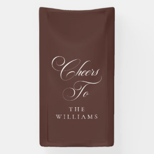Classic Ivory Brown Calligraphy Cheers To Banner
