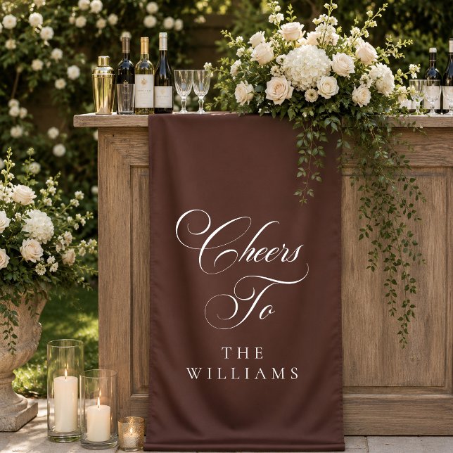 Classic Ivory Brown Calligraphy Cheers To Banner (Creator Uploaded)